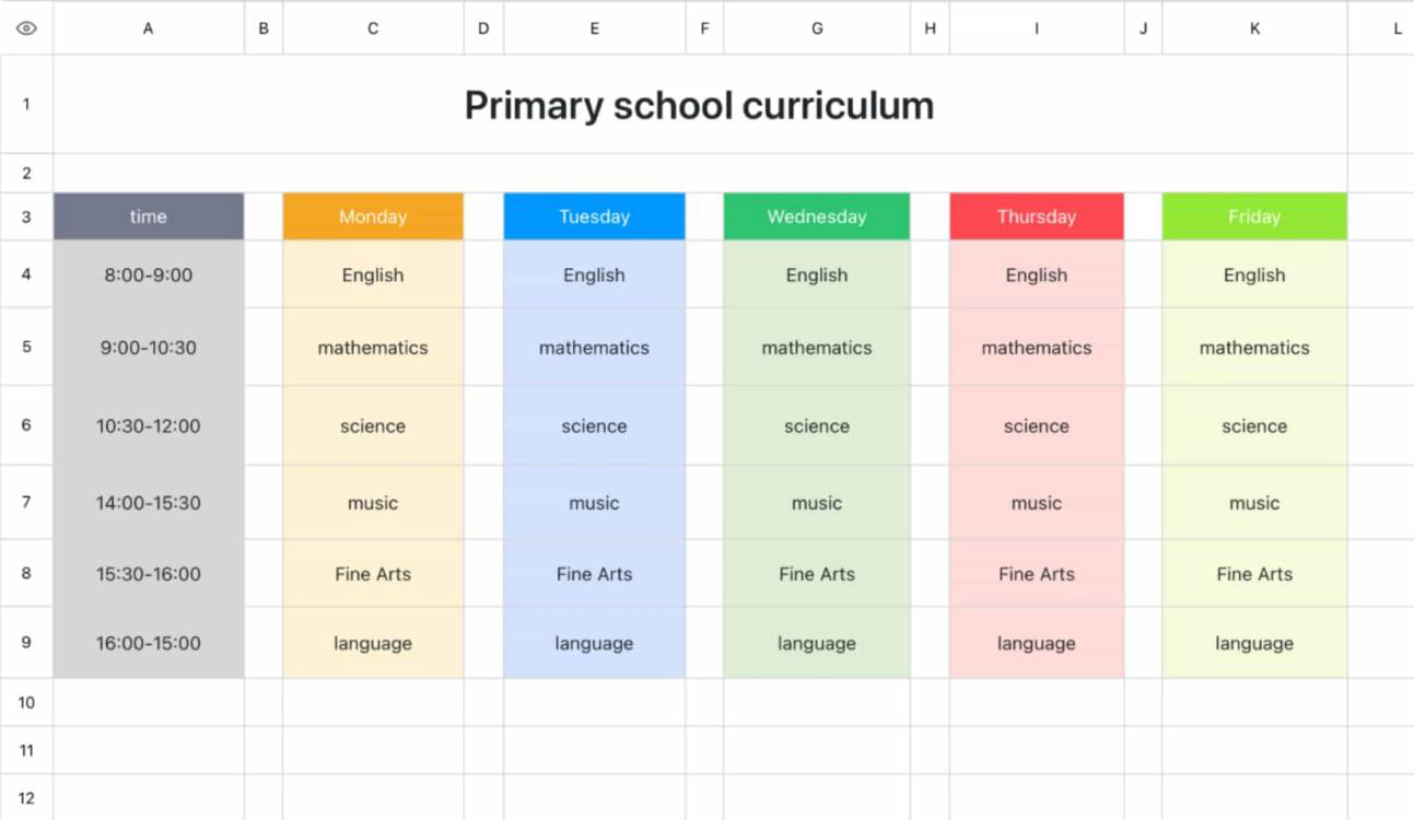 Primary school curriculum